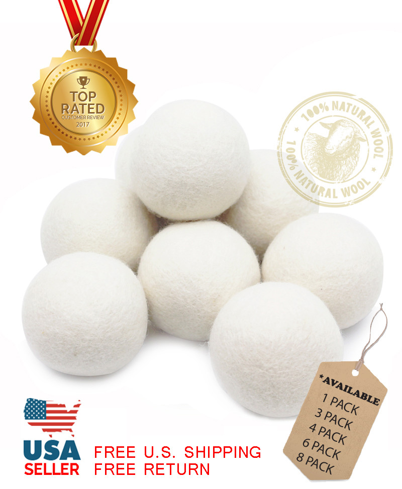 EcoJeannie Wool Dryer Balls – XL 100% Natural Virgin New Zealand Wool 58g 74mm