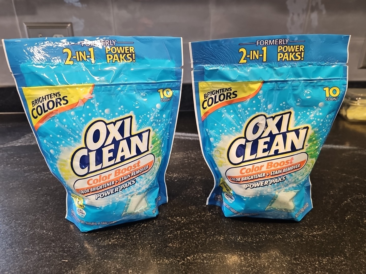 Lot 2 OxiClean Color Boost Color Brightener Stain Remover Power Paks 10 Ct