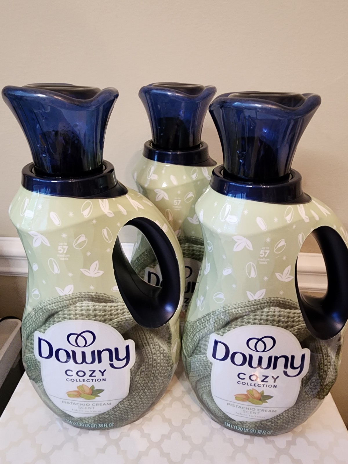 Lot: 3 Downy Pistachio Cream Cozy Collection Fabric Softener 38 oz 57 Loads NEW