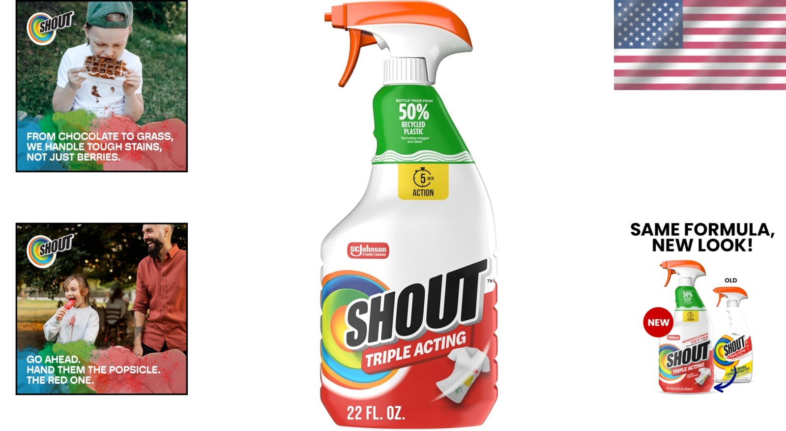 Fresh Scent Shout Laundry Stain Spray – 22oz, Eco-Friendly & Highly Concentrated