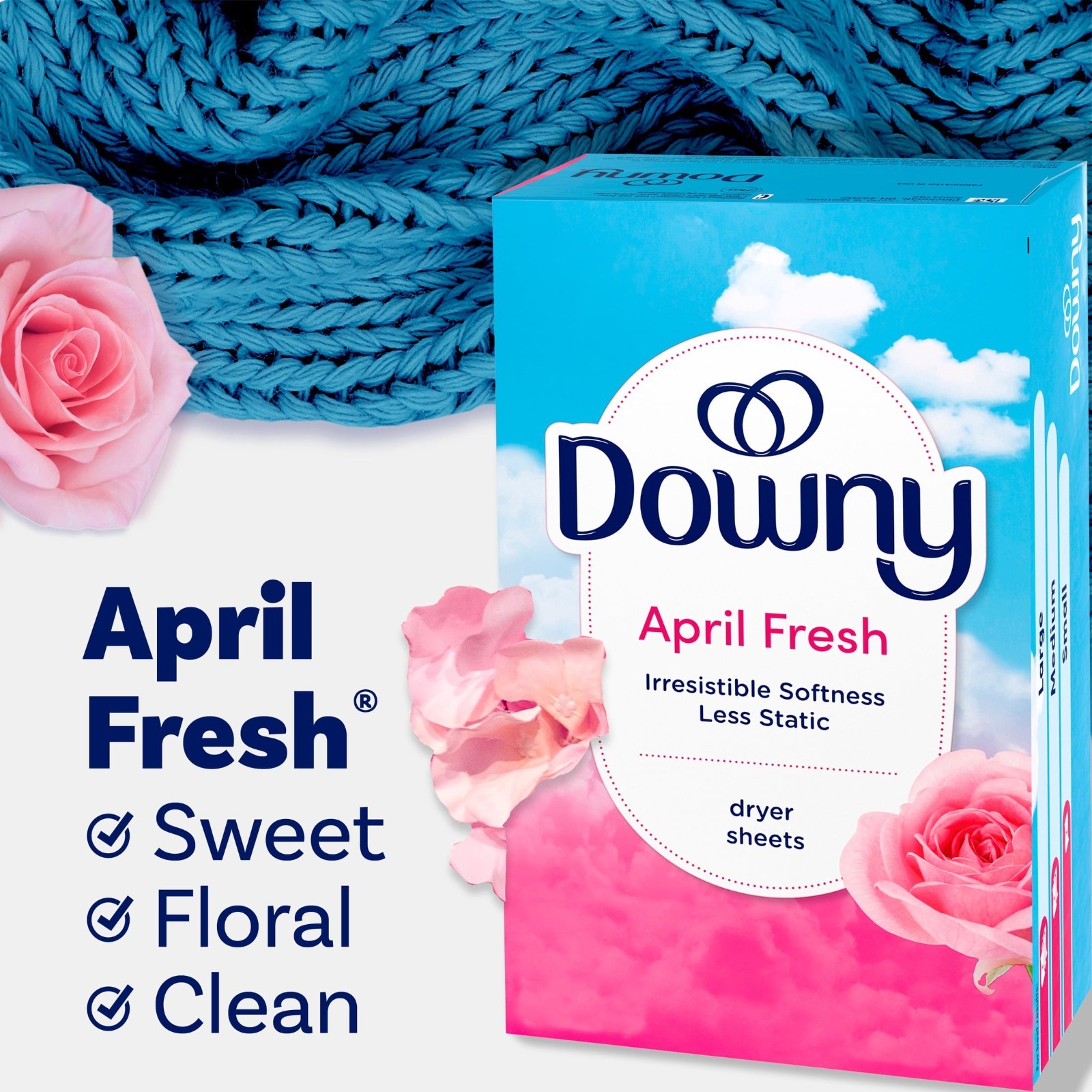 3 Pack Downy Fabric Softener Dryer Sheets, April Fresh Scent, 240 Count, Static