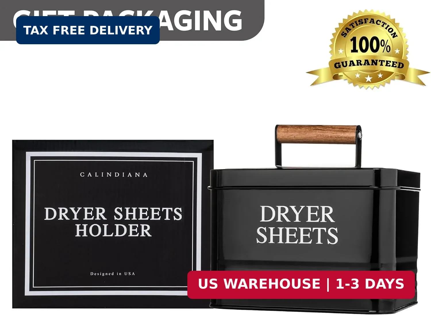 Calindiana Modern Farmhouse Metal Laundry Dryer Sheets Holder Fabric Softener Di