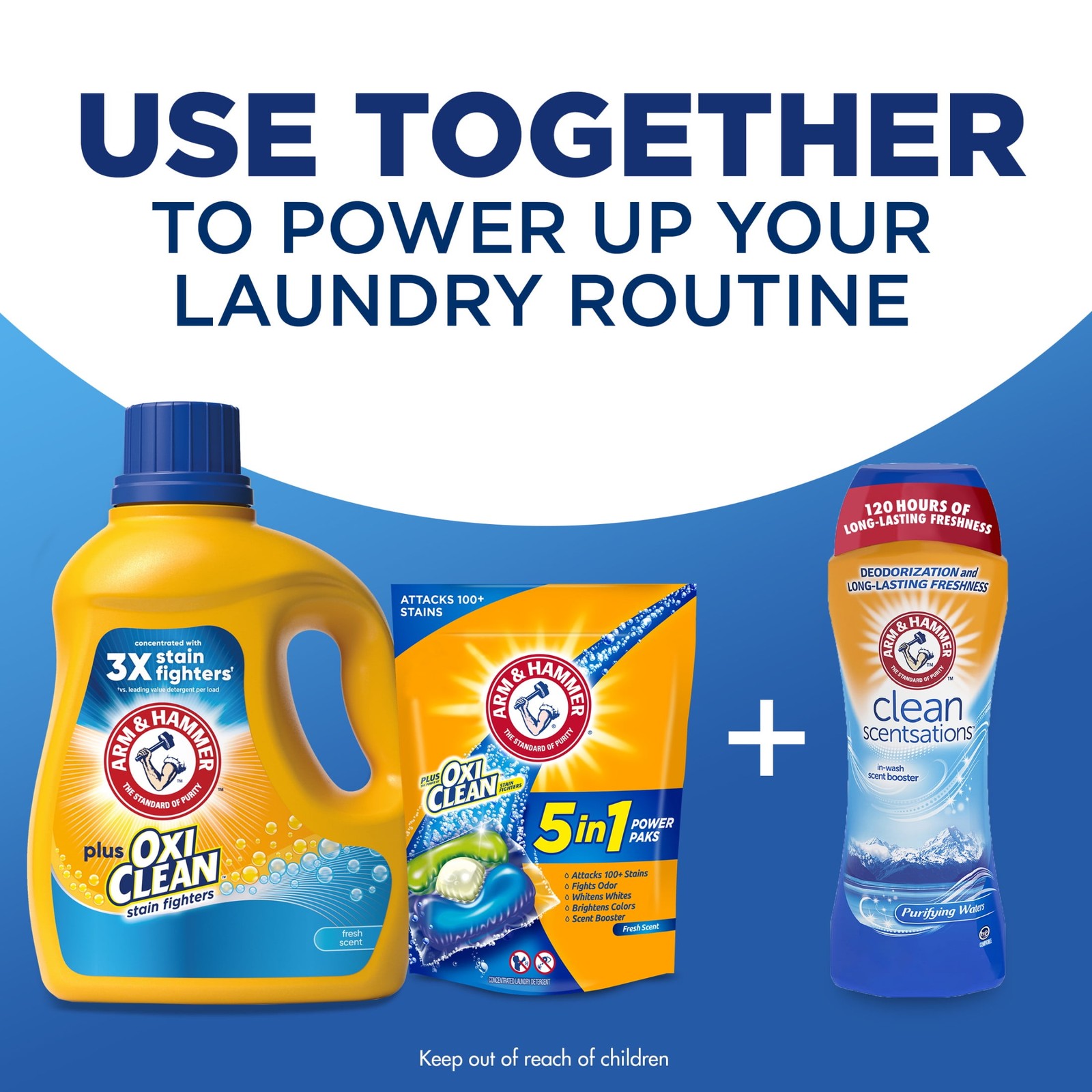 ARM & HAMMER Plus OxiClean Stain Fighters Liquid Laundry Detergent, 77 Loads