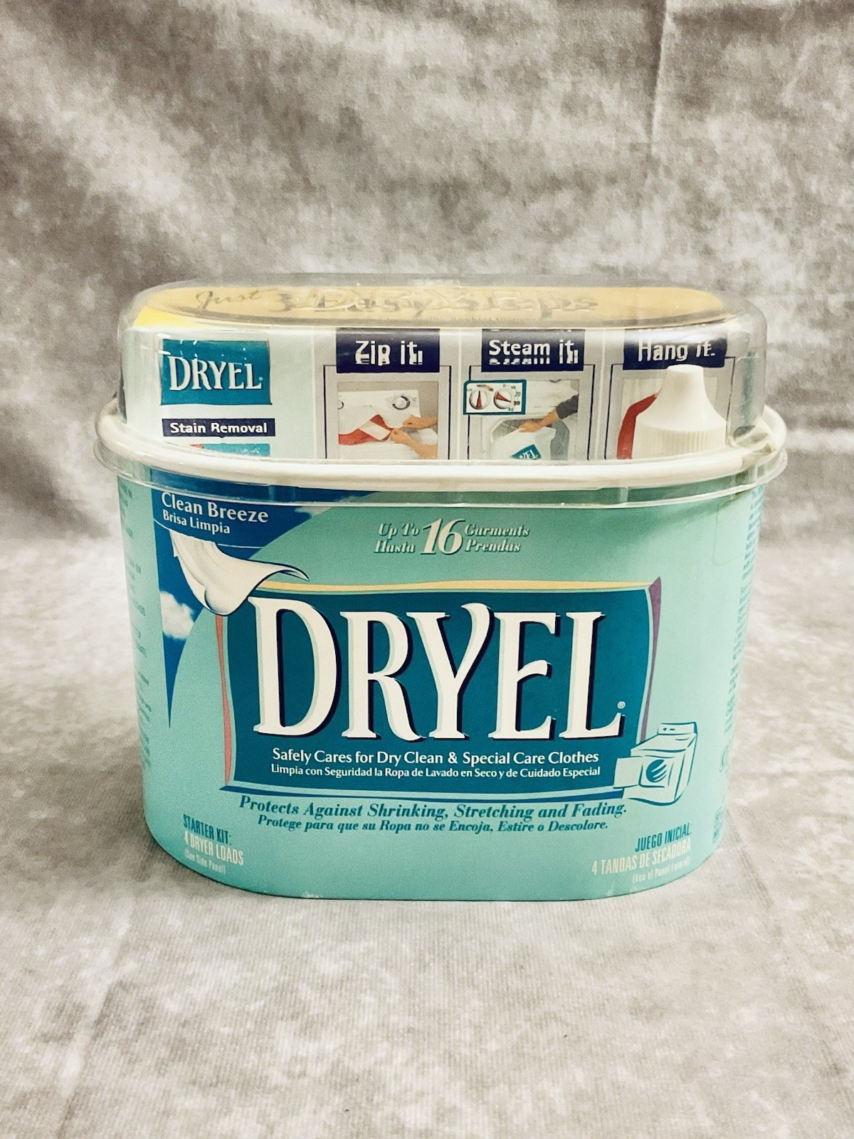 DRYEL AT-HOME DRY CLEANING STARTER KIT CLEAN BREEZE SCENT 4 USES NEW OLD STOCK