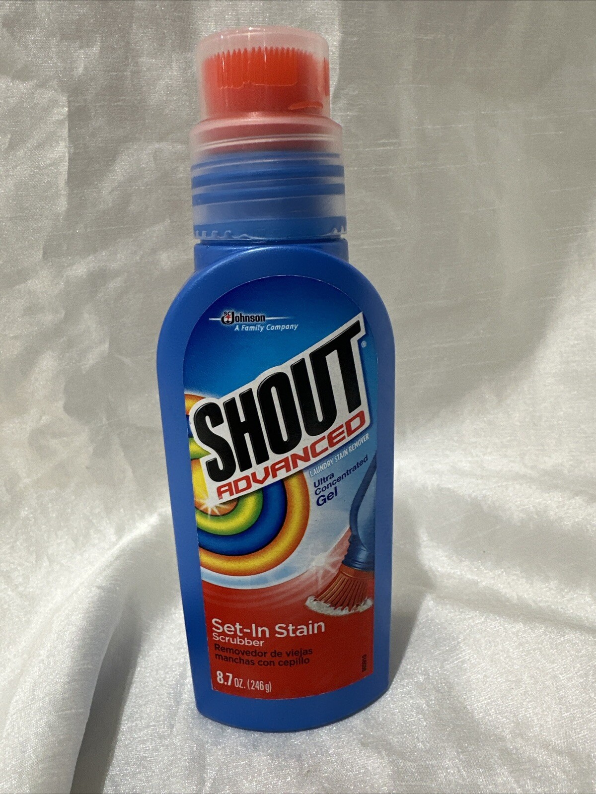 Shout Advanced Ultra Concentrated Gel Stain Remover Scrubber Brush 8.7 Oz