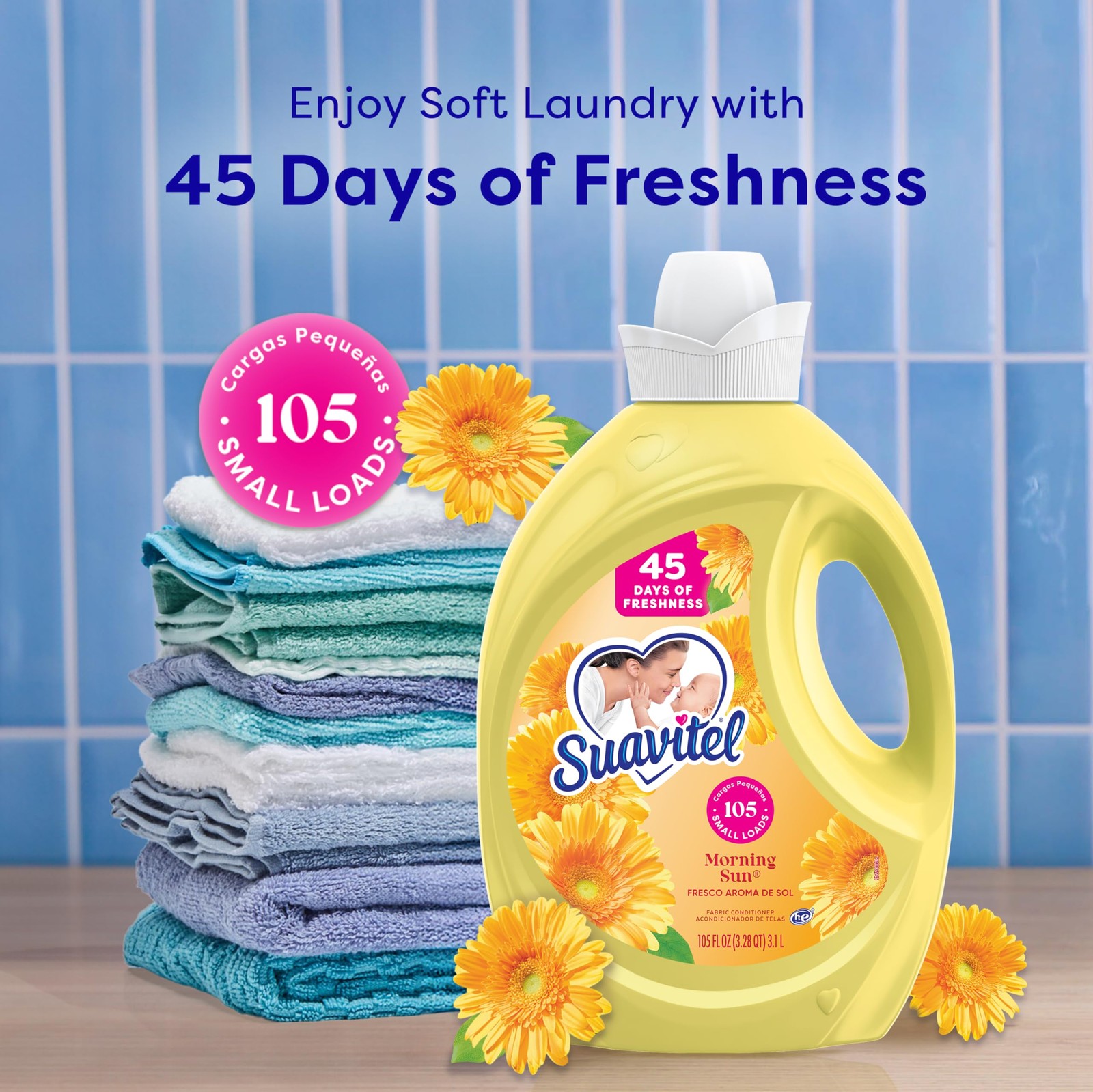 Suavitel Liquid Fabric Softener, Morning Sun Scent, 105 fl oz
