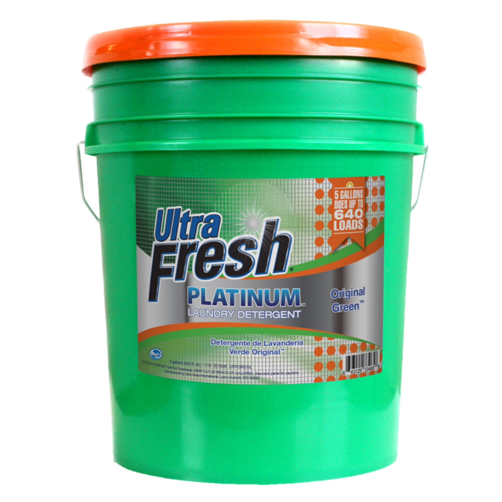Ultra Fresh 6X Platinum 5 Gal Laundry Detergent, Up to 640 Loads, Original Green