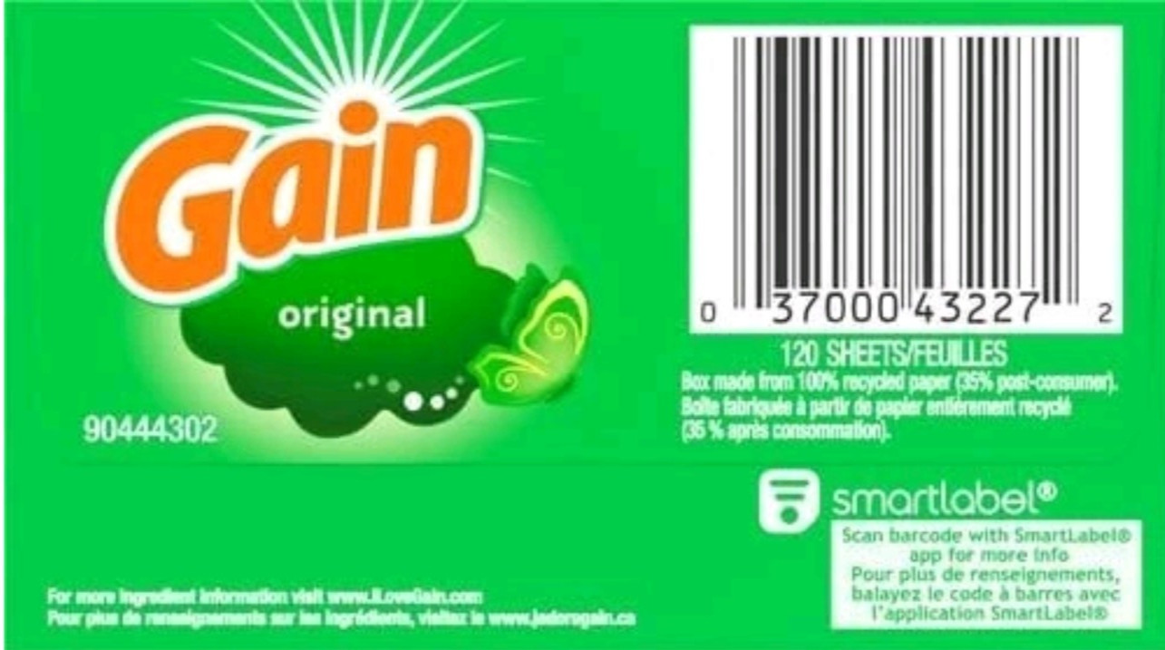 Gain Original Dryer Sheets 120 Count Aroma Boost & Softness Laundry Drawer Liner