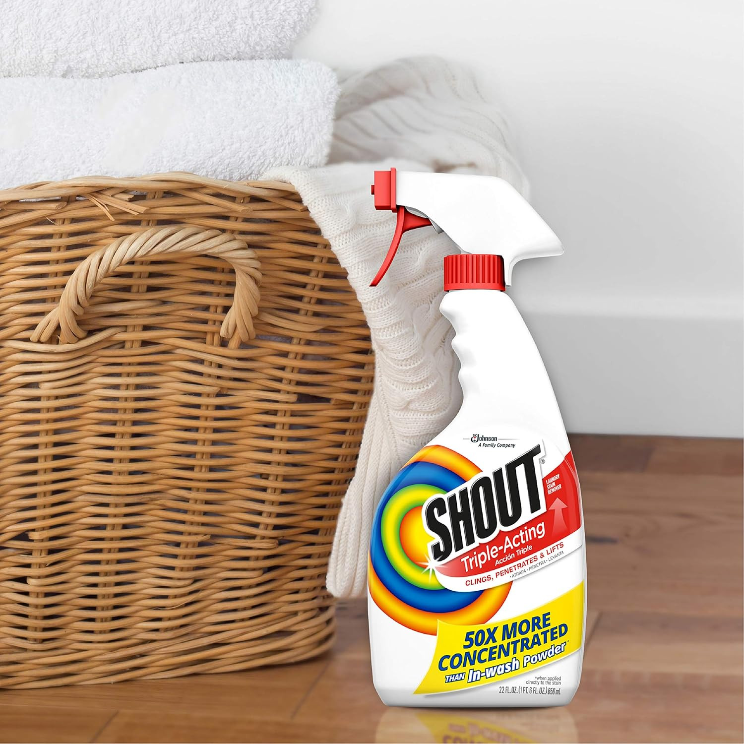 Shout Active Enzyme Laundry Stain Remover Spray, 22 Fl Oz (Pack of 1), White