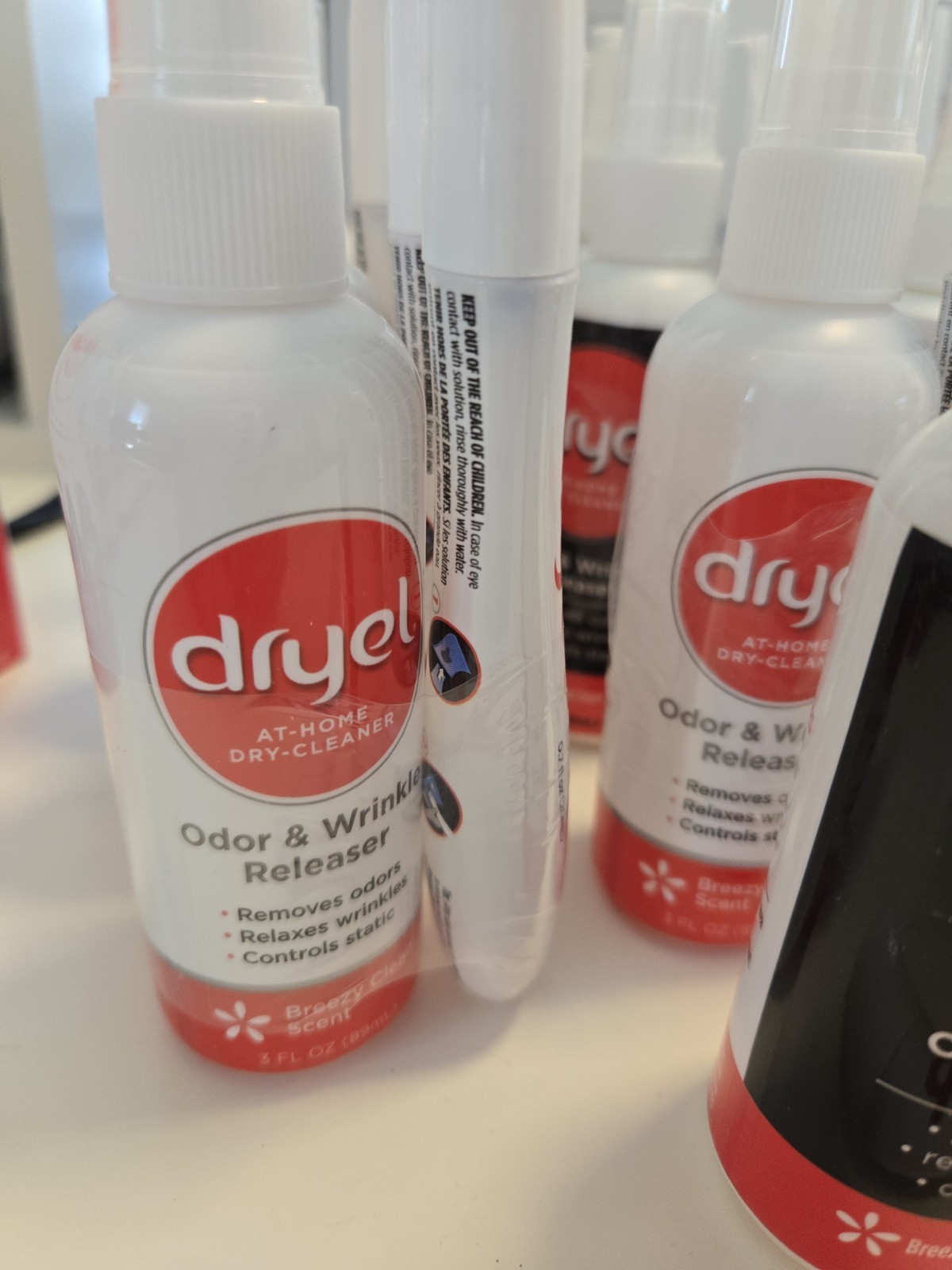 LOT of Dryel Odor Wrinkle Releaser Spray 3oz and On-The-Go Stain Remover Pen Set