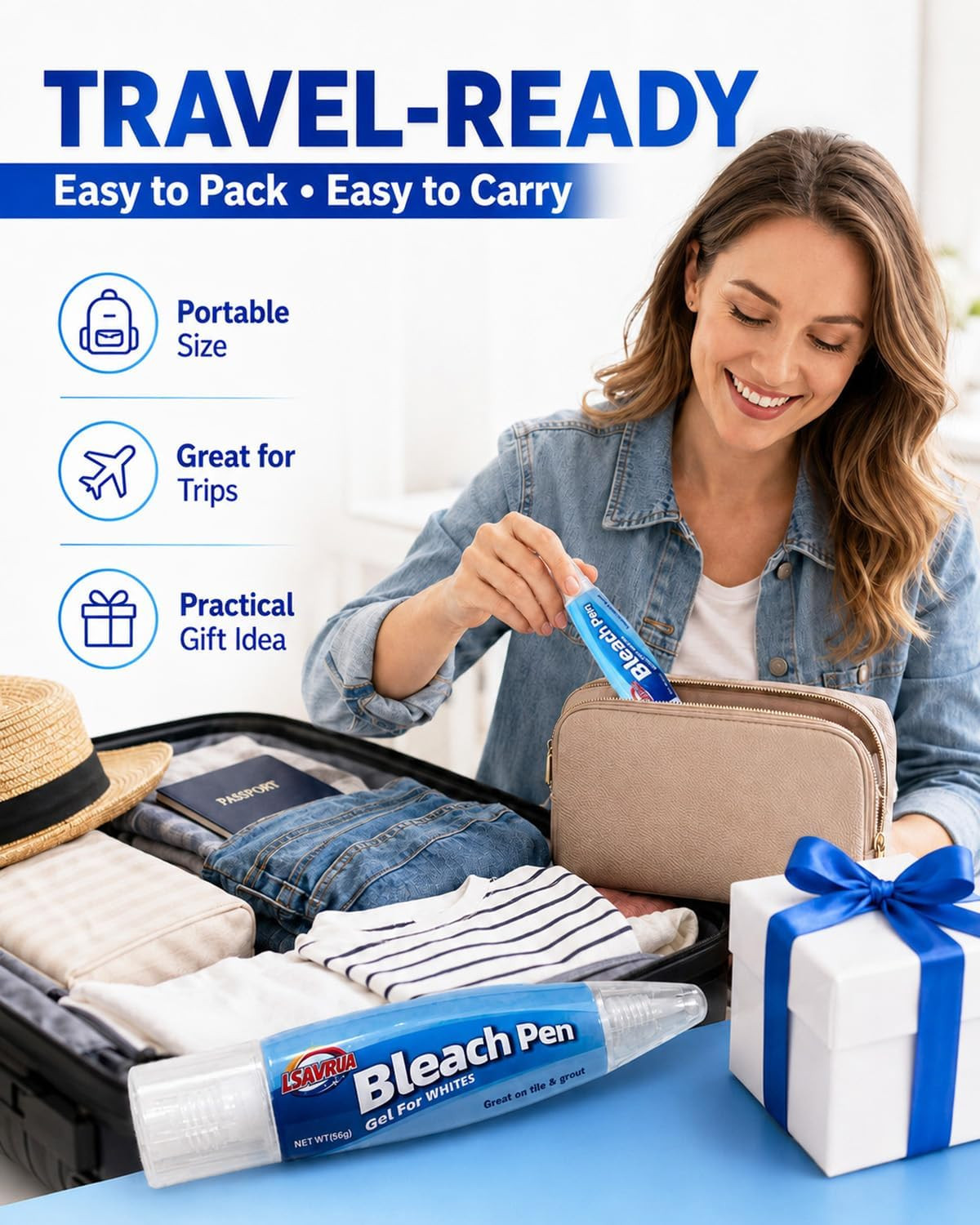 Bleach Pen for Clothing, Bleach Gel Stain Remover Pen for White Clothes, Portabl