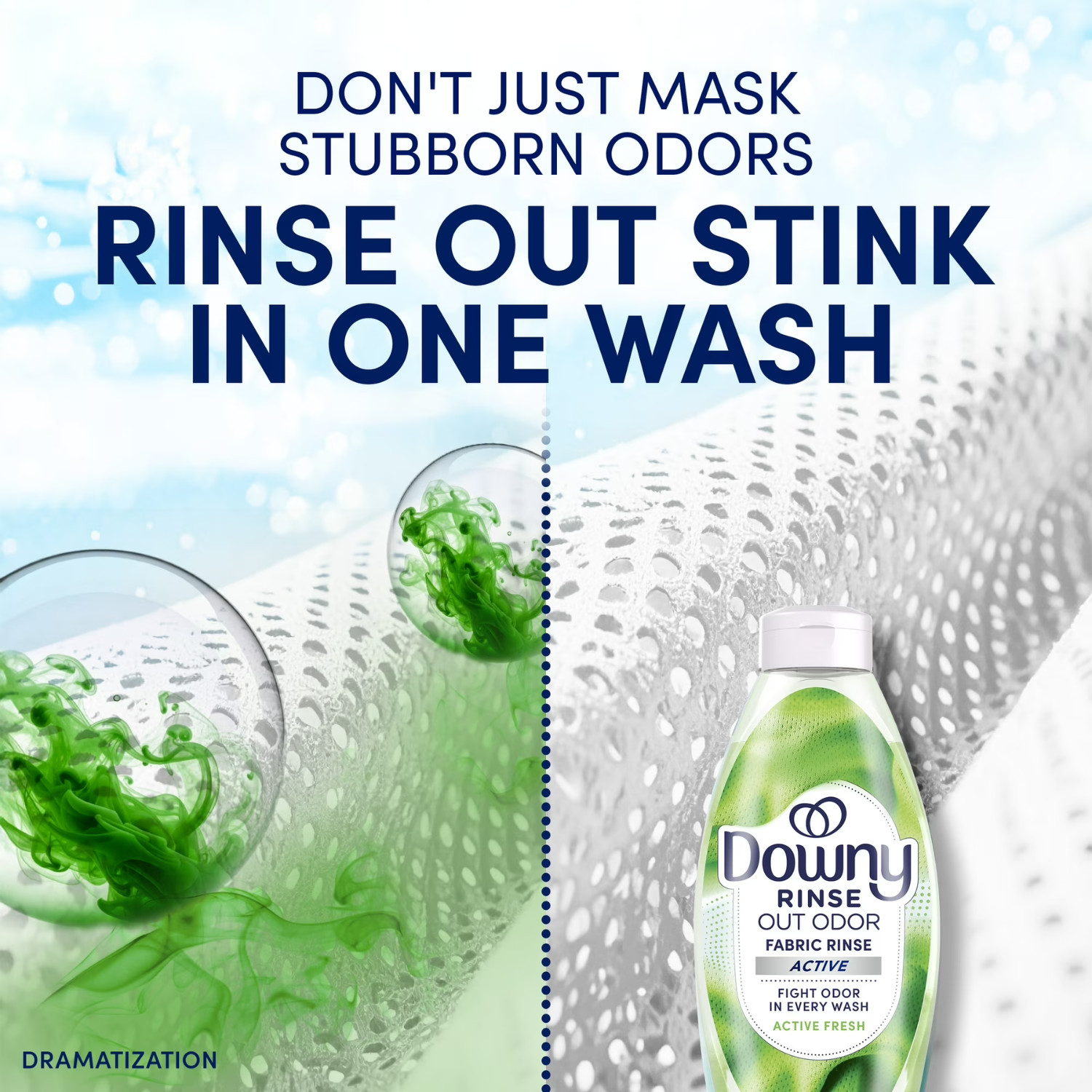 2 Pack Downy Rinse Out Odor Laundry Rinse Active Fresh Scent 48 fl oz, 70 Loads
