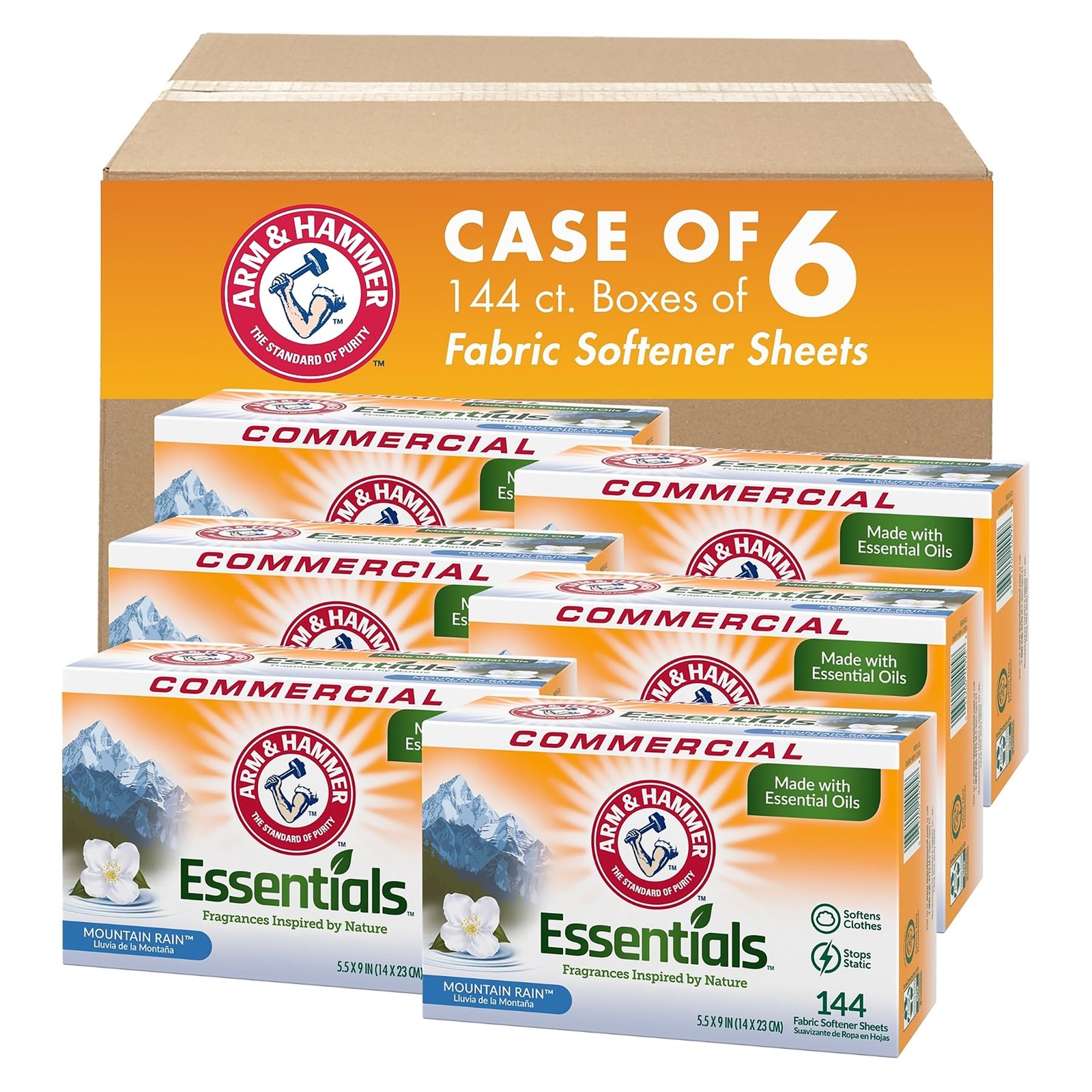 Arm & Hammer Essentials Fabric Softener Sheets-Mountain 6 Count (Pack of 1)