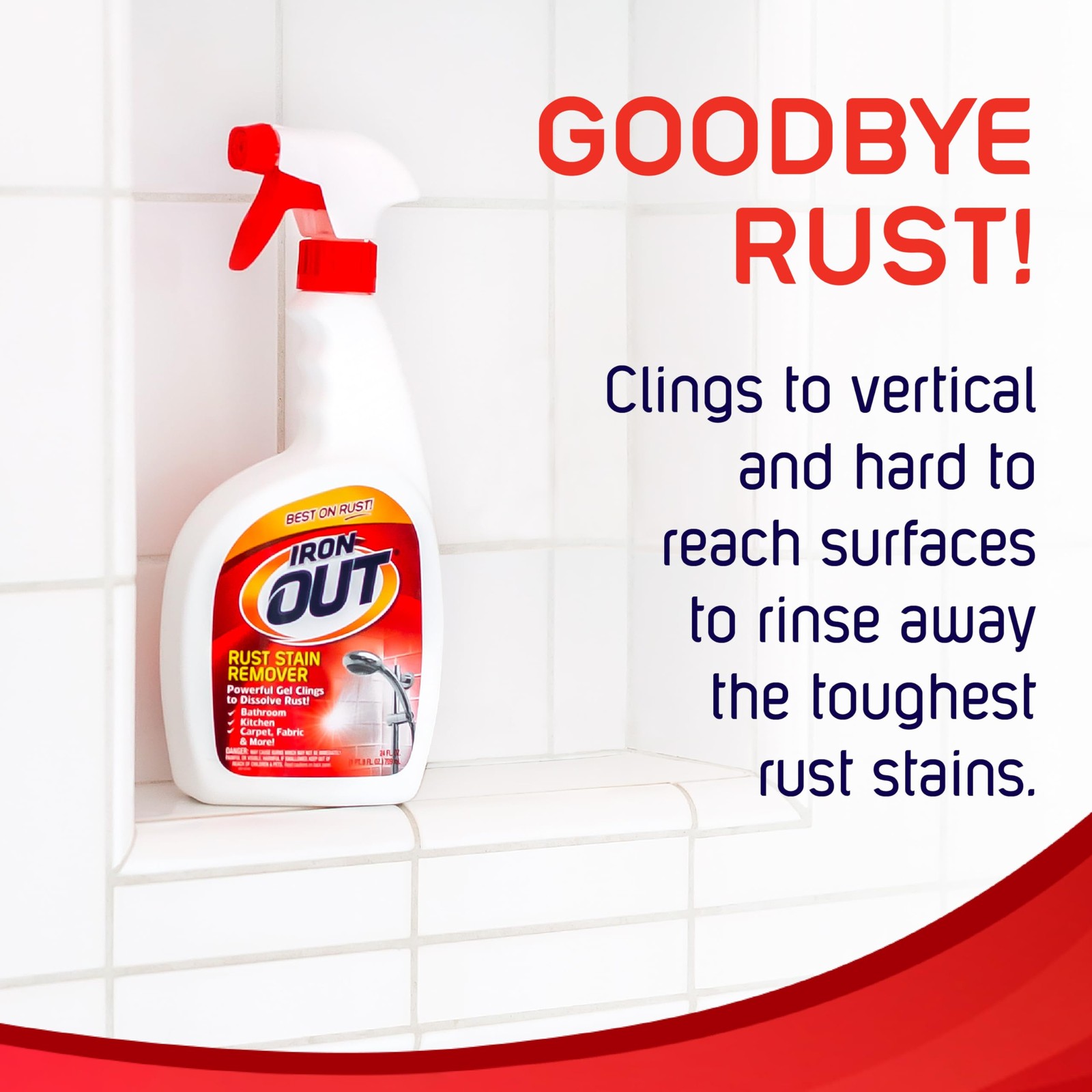 Iron OUT Rust Stain Remover Spray Gel, Remove 24 Fl Oz (Pack of 1), White