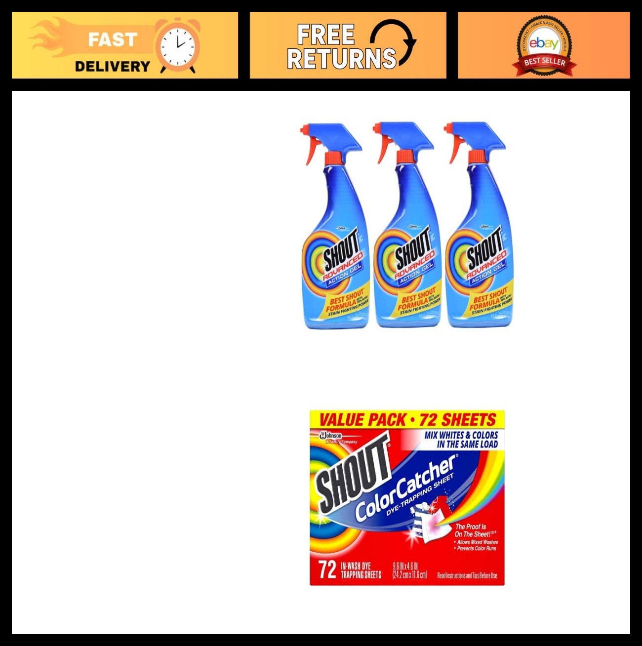 Advanced Laundry Stain Remover Gel with Color Catcher Sheets – 72 Count, Maintai