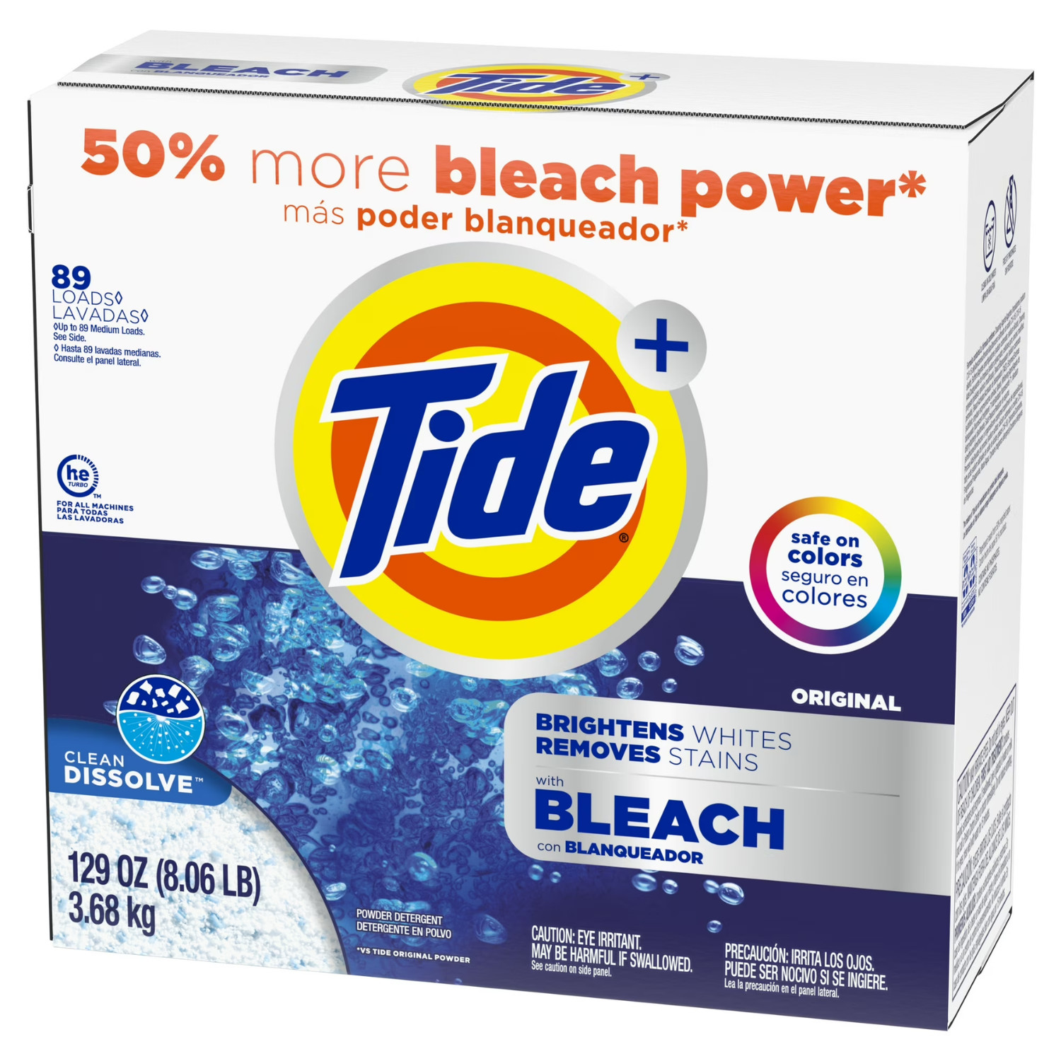 2 Pack Tide Powder Laundry Detergent With Bleach 129oz 89 Loads Original Scent