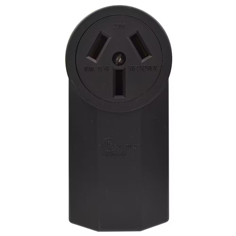 50 Amp 250V, NEMA 10-50R Surface Mount Power Outlet, Single Straight Blade Range
