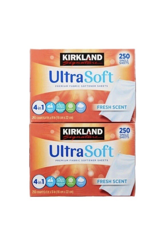 Fabric Softener Sheets Ultra Soft Fresh Scent 2 Pk 500 Sheets Total Kirkland