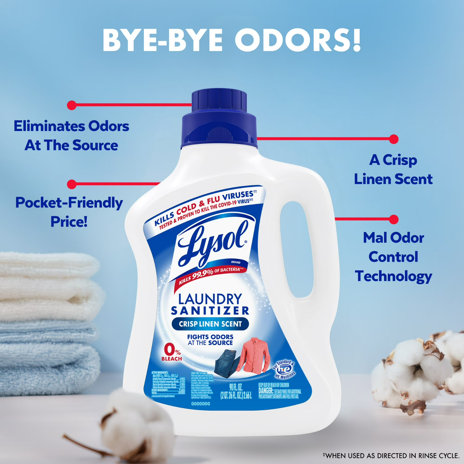 Lysol 90 oz. Crisp Linen Scent Liquid Additive Laundry Sanitizer