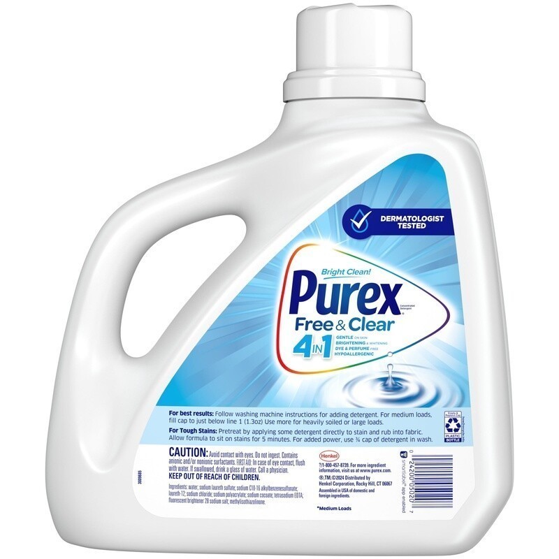 Hypoallergenic Liquid Laundry Detergent Unscented 150oz 115 Loads Sensitive Skin