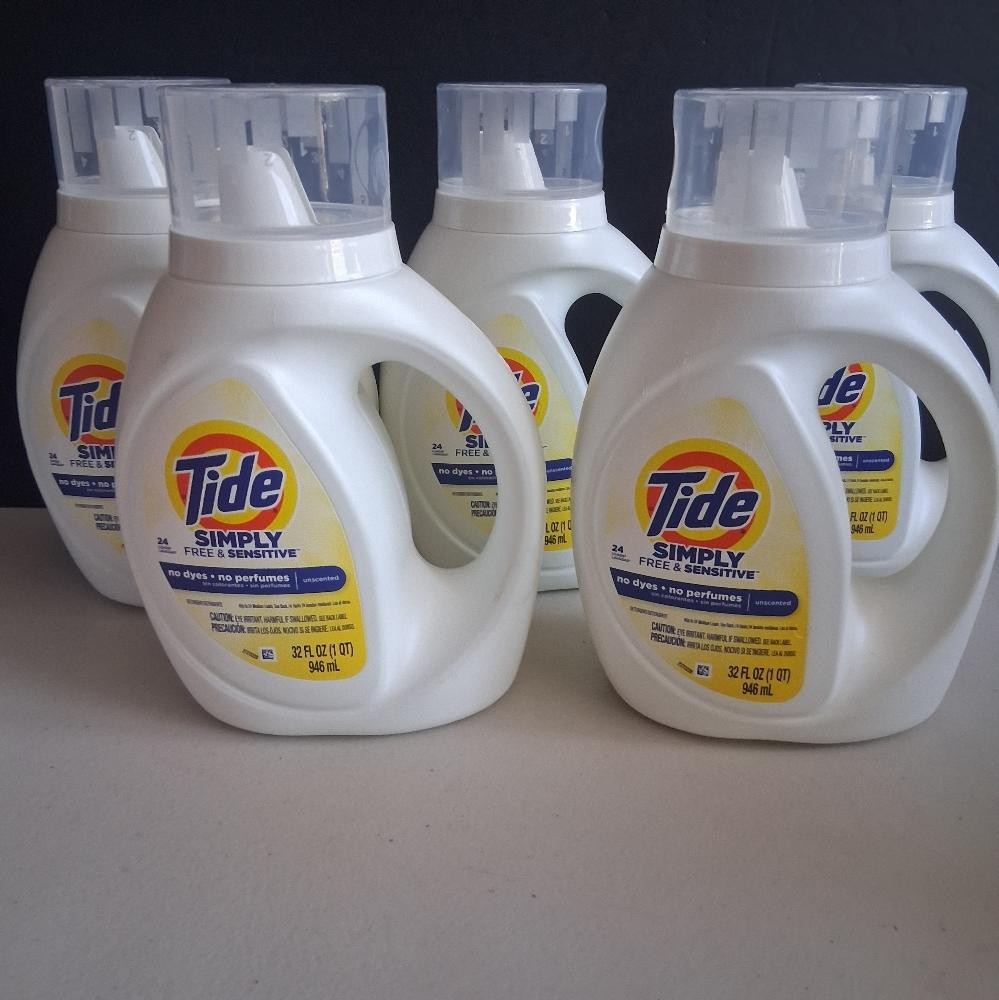 5 PACK Tide Simply Liquid Laundry Detergent Free & Sensitive 32 fl oz 24