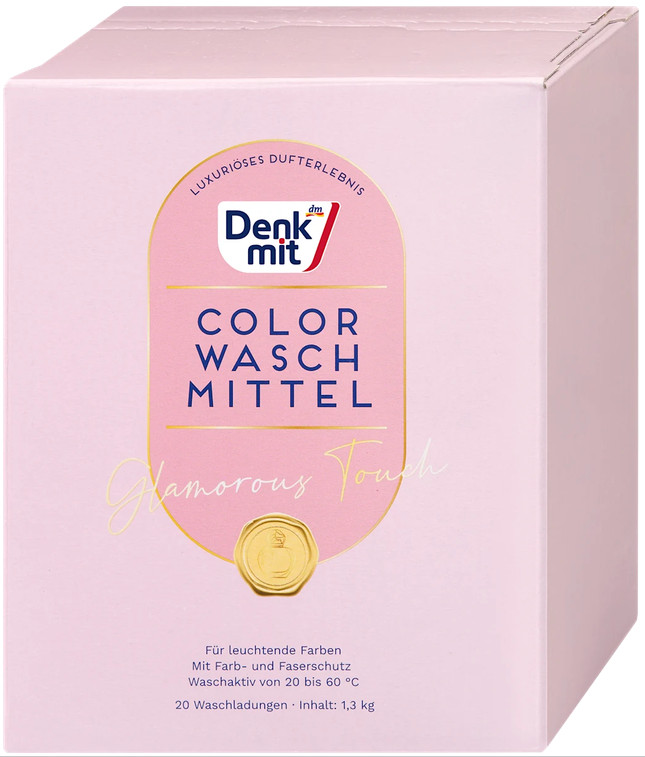10 x 1.3 Kg Denkmit Color detergent powder Glamorous Touch, 20 Wl
