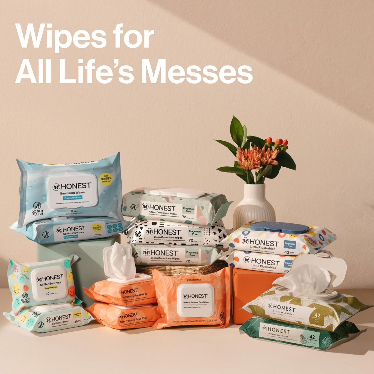 The Honest Company Organic Cotton Dry Wipes Baby Facial Cloths 192 Count New