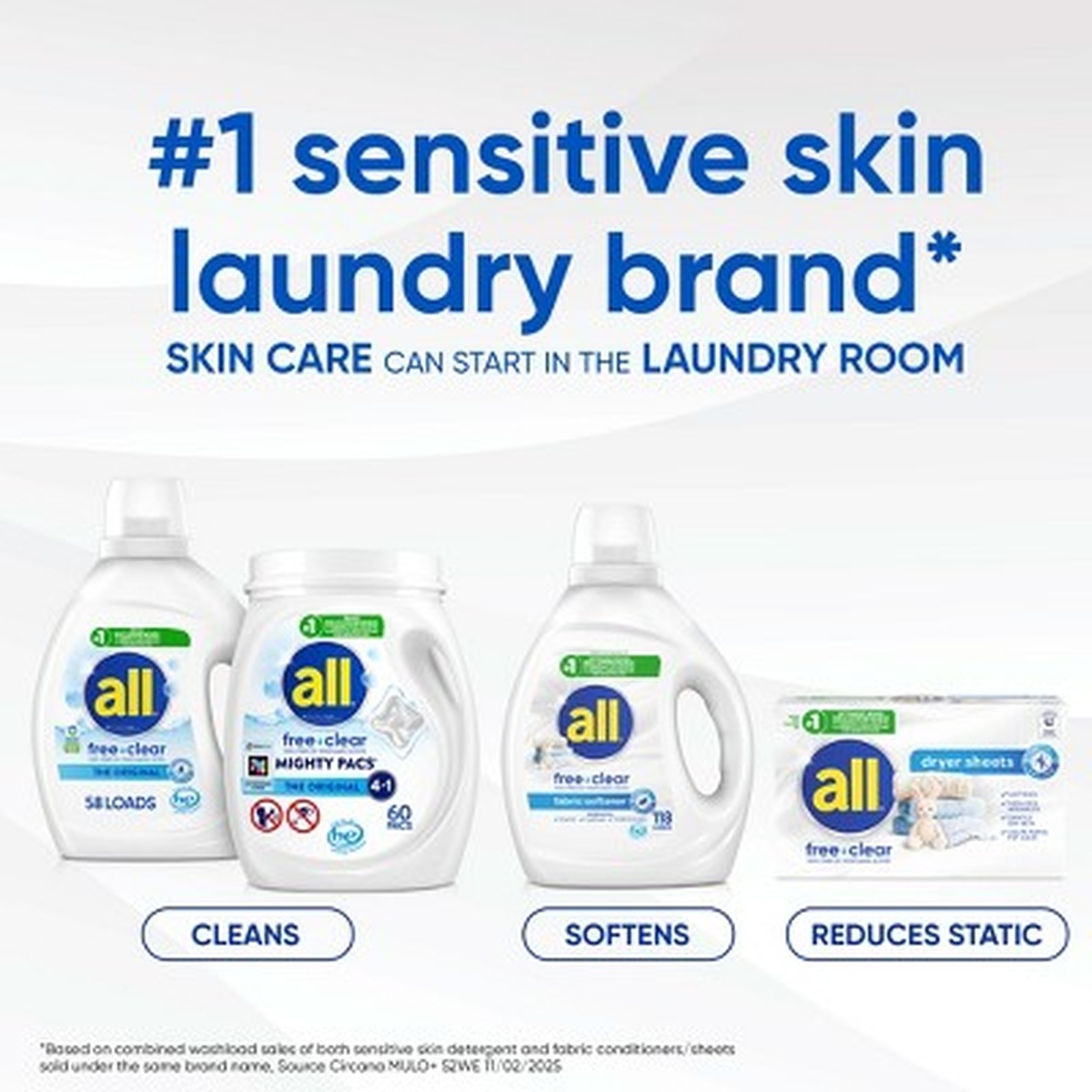 All Free Clear Liquid Laundry Detergent – Unscented, 154 fl oz, 123 Loads