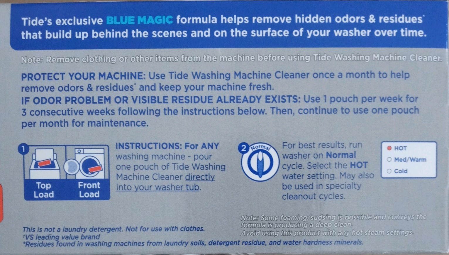 TIDE Washing Machine Cleaner OXI Enhanced Remove Odor Residue 2 Year Value Pack