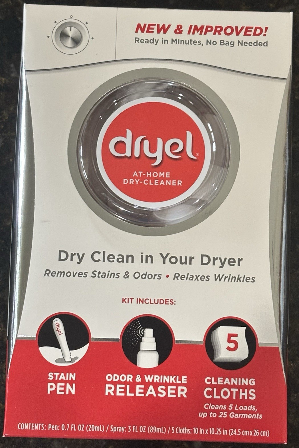 Dryel At-Home Dry Cleaner Kit 5 Loads w/ Stain Pen & Wrinkle/Odor Spray
