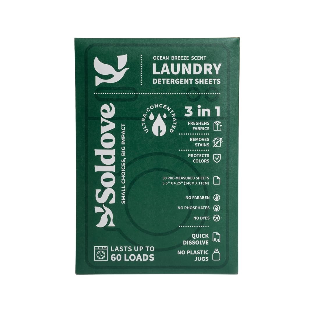 High Efficiency Paraben Free Laundry Detergent Sheets Ocean Breeze 30 PCS