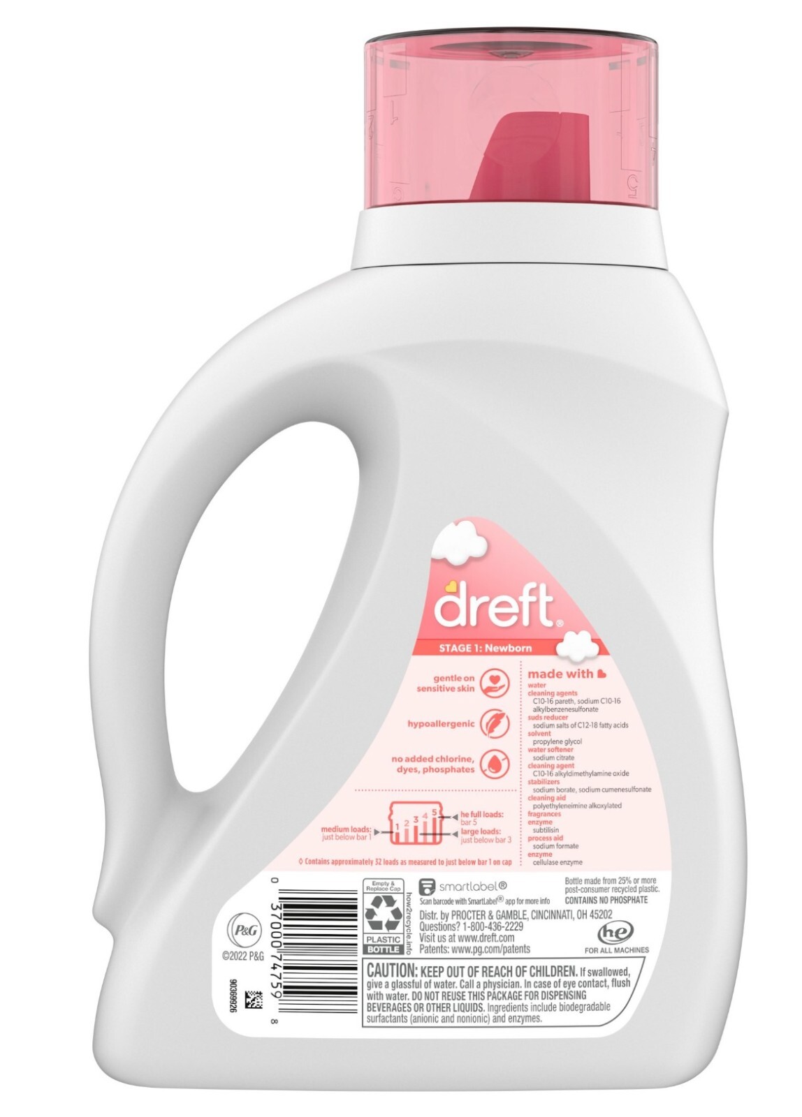 DREFT Stage 1 Newborn Laundry Detergent Small Size 46 Fl OZ 32 Loads