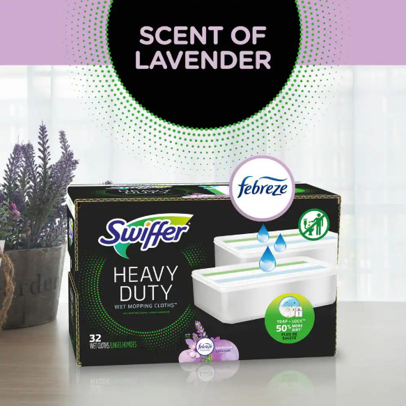 Swiffer Sweeper Heavy Duty Wet Lavender Vanilla Scent Refills Floor Mop Pads20ct