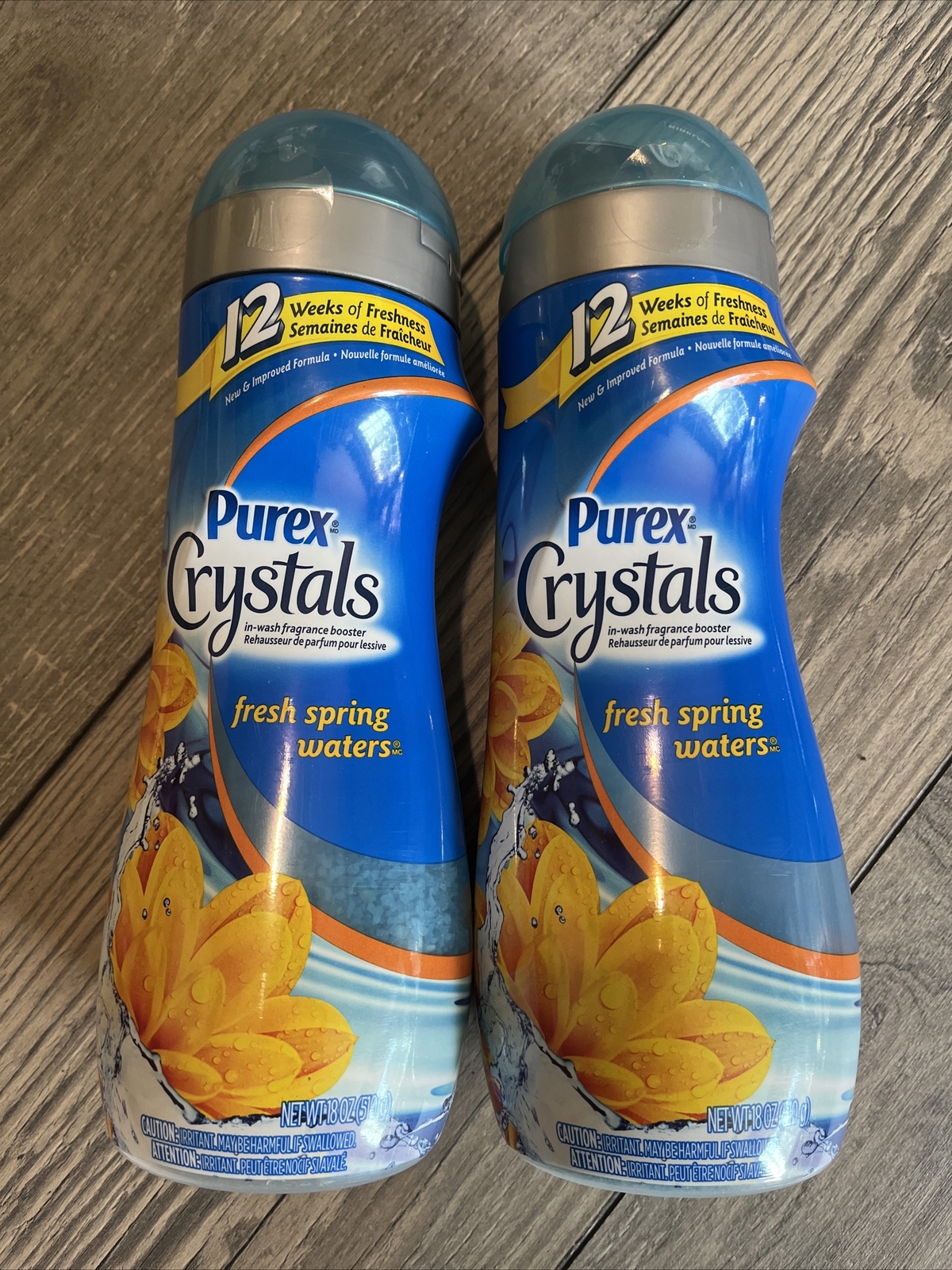 2x PUREX Crystals In-Wash Fragrance Booster FRESH SPRING WATERS 18oz Each
