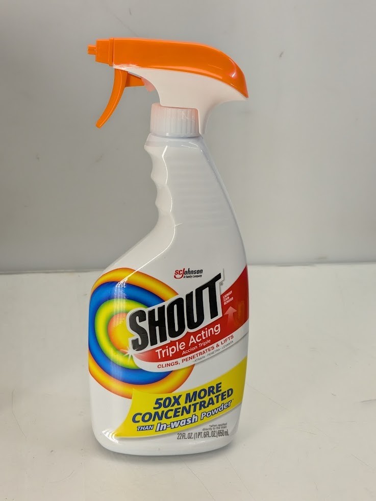 Pack of 8 Shout Active Enzyme Laundry Stain Remover Spray Triple-Acting Formula
