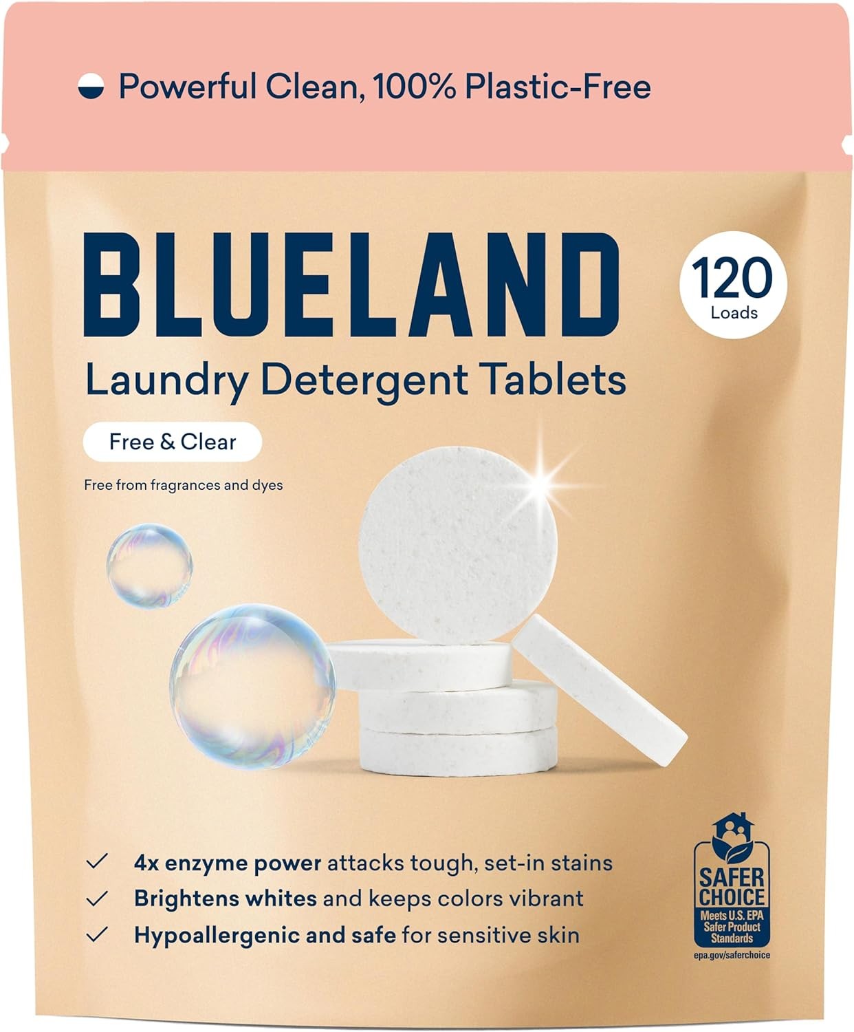 Laundry Detergent Tablets, 120 Count, Plastic-Free Eco-Friendly Pods, S