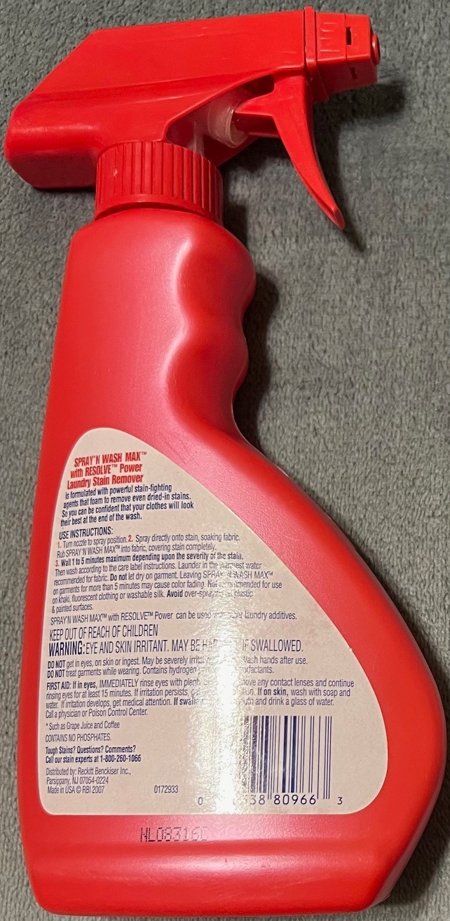 Spray n Wash Max Laundry Stain Remover With Resolve Power 12 FL OZ Discontinued