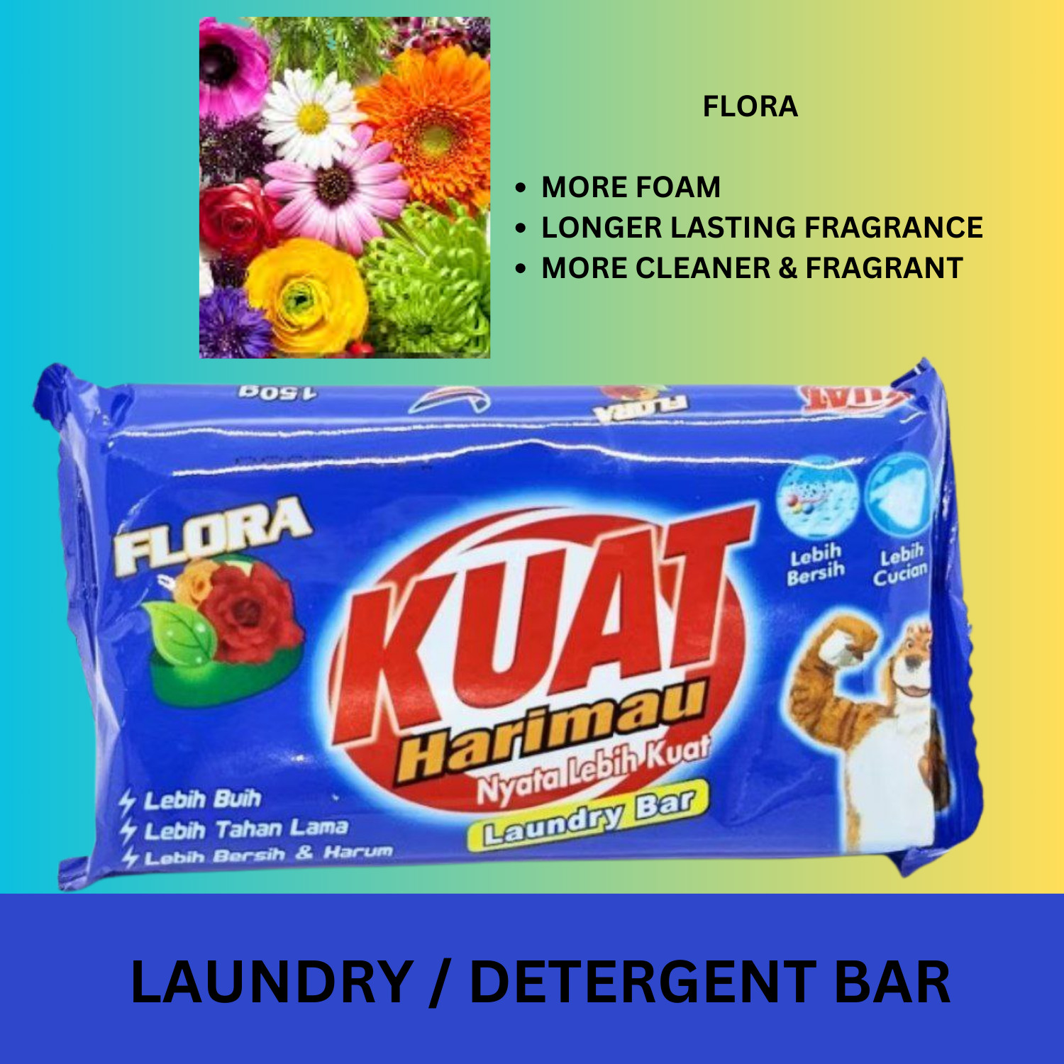 5/4 KUAT Detergent Bar Laundry Bar Soap Powerful Cleaning Lemon Flower Fragrance