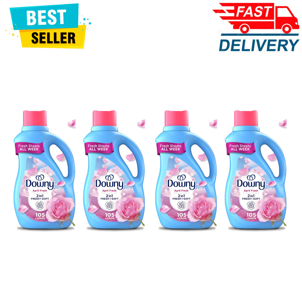(4 Pack) Downy Liquid Fabric Softener, April Fresh Scent, 77 fl oz, 105 Loads