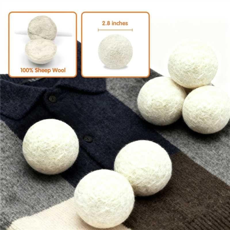100% Pure New Zealand Wool Dryer Balls, 6Pack Natural Fabric Softener Altern…