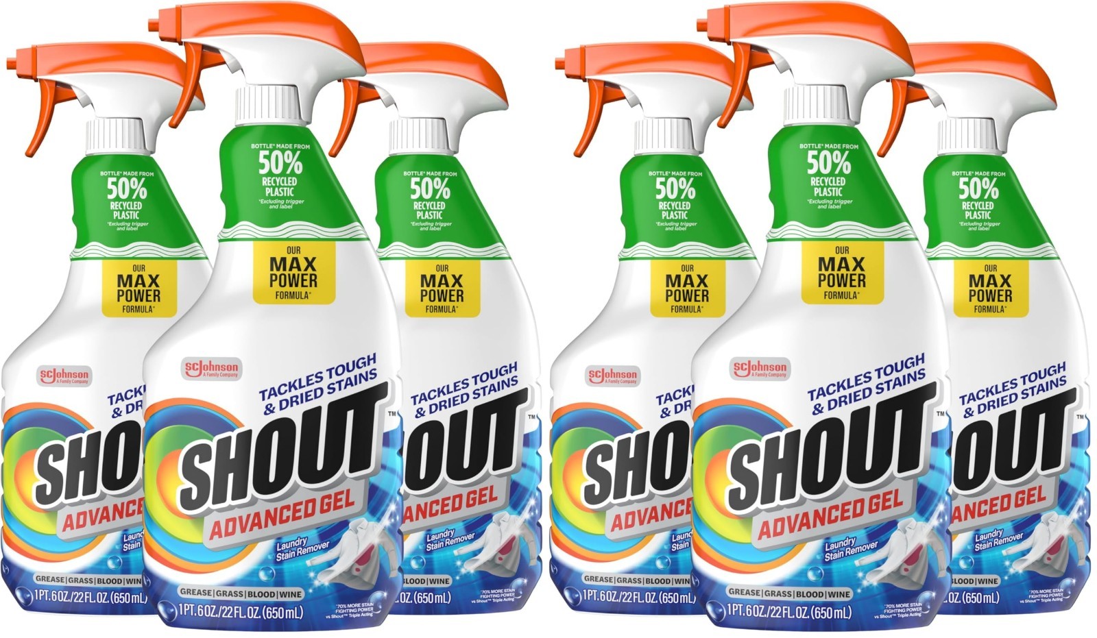 Advanced Laundry Stain Remover Gel 22oz – Tough Stains, Dried-in, 6 Pack