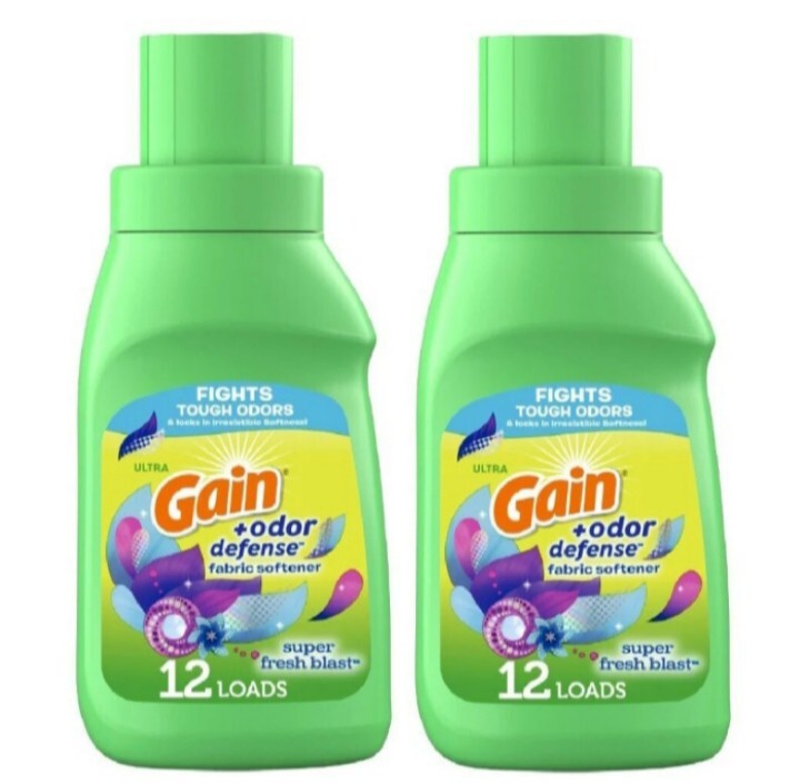 🐌 GAIN (2-PACK) 10 Fl. Oz. ●SUPER FRESH BLAST● +Odor Defense Fabric Softner🫧.