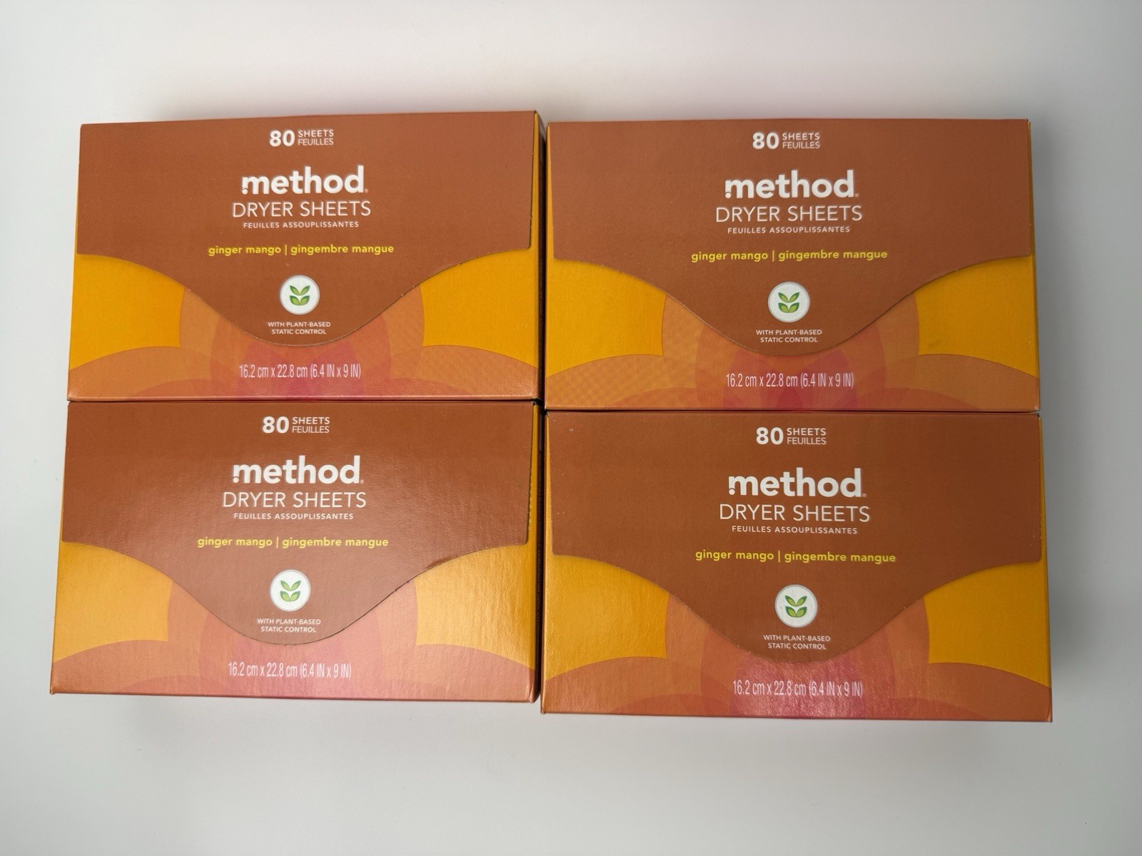 method DRYER SHEETS Ginger Mango Pack Of 4-80 Sheets Each Pack *Discontinued*