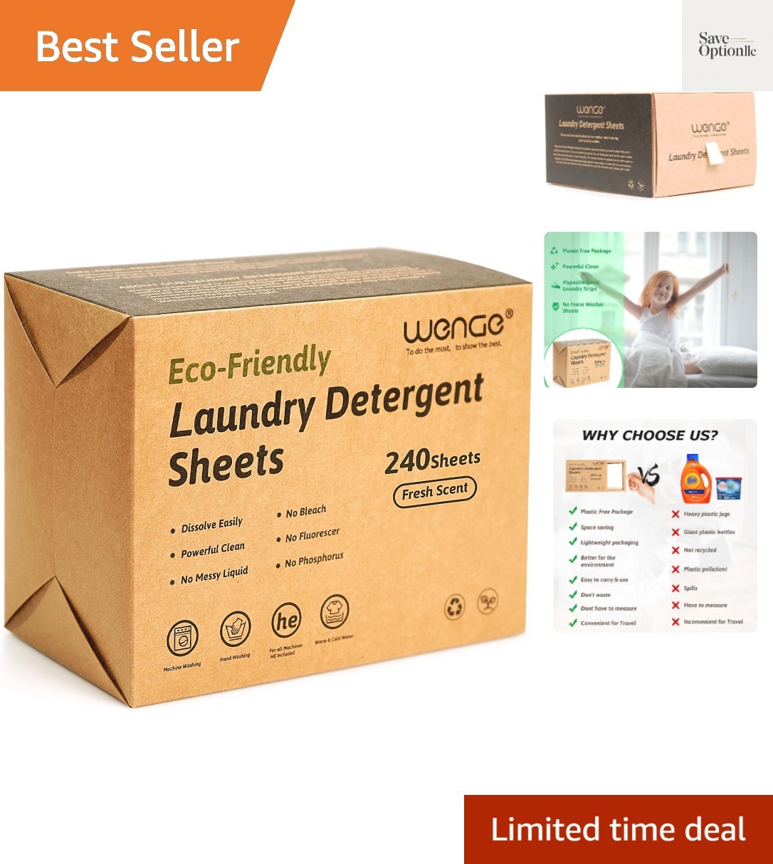 Laundry Detergent Sheets – Eco-Friendly 240 Count, No Plastic Jug, Liquidless…