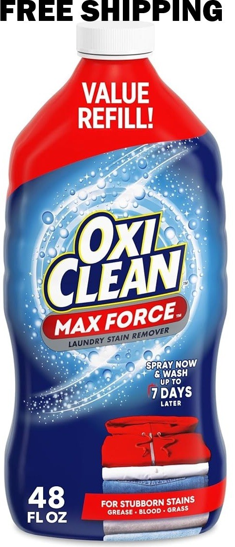 OxiClean Max Force Laundry Stain Remover Spray Refill, 48 fl oz