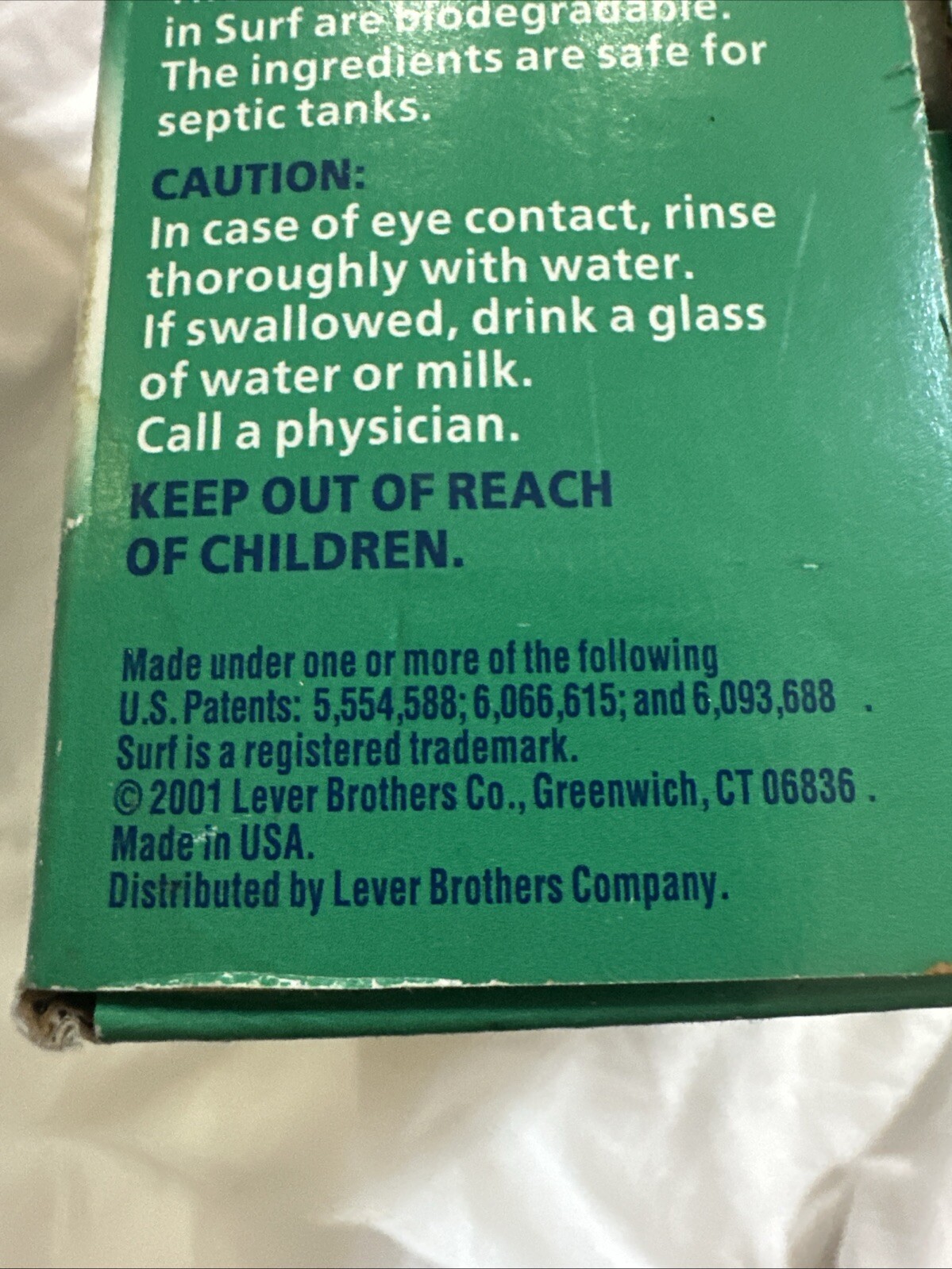 SURF Tablets Original Power Fresh Laundry Detergent Box Prop Soap VTG 2001 Y2K