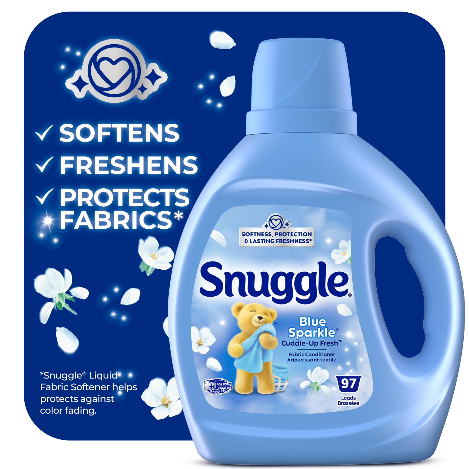 Liquid Fabric Softener, Cuddle-Up Fresh Blue Sparkle, 66 oz, 97 Loads