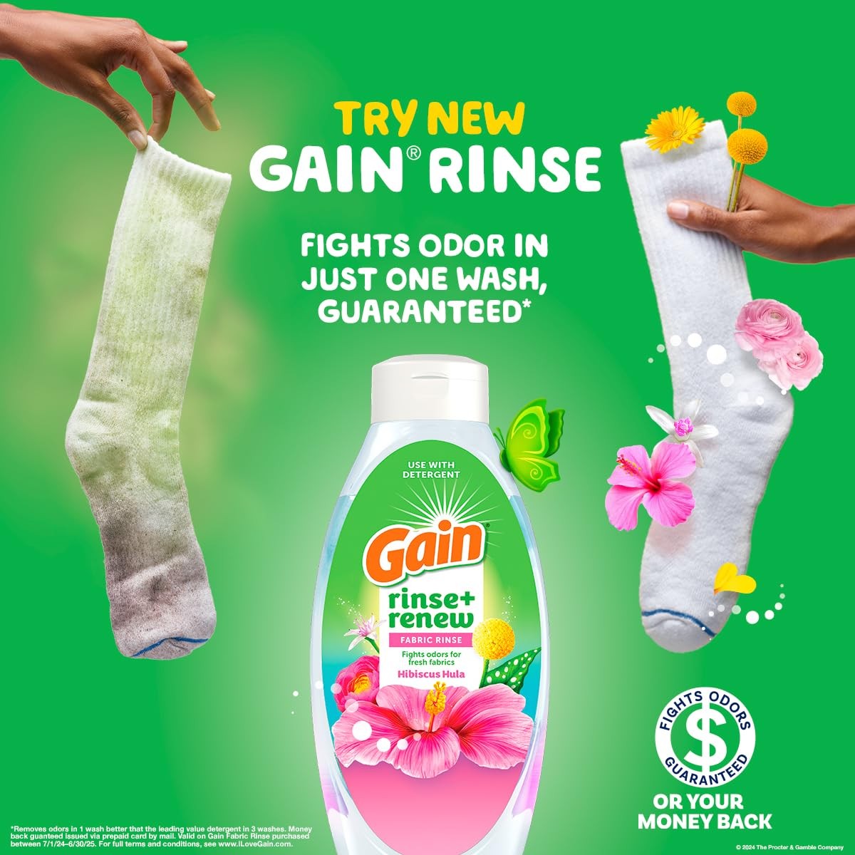 Gain Rinse and Renew Fabric Rinse, Hibiscus Hula, 48 fl 48 Fl Oz (Pack of 1)