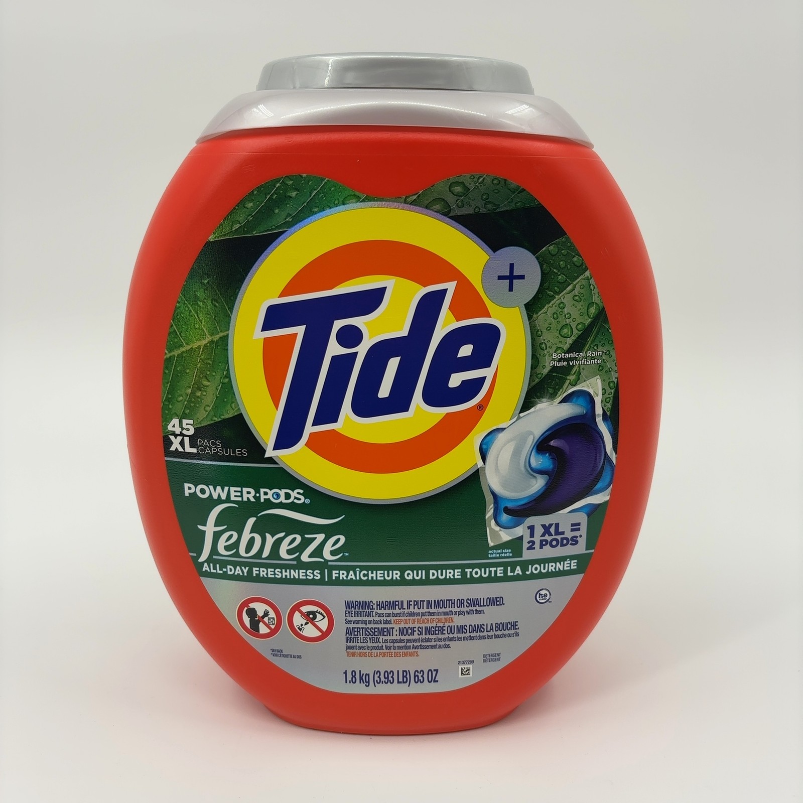 Tide Power Pods w/ Febreze Botanical Rain Laundry Detergent Pacs 45 Count