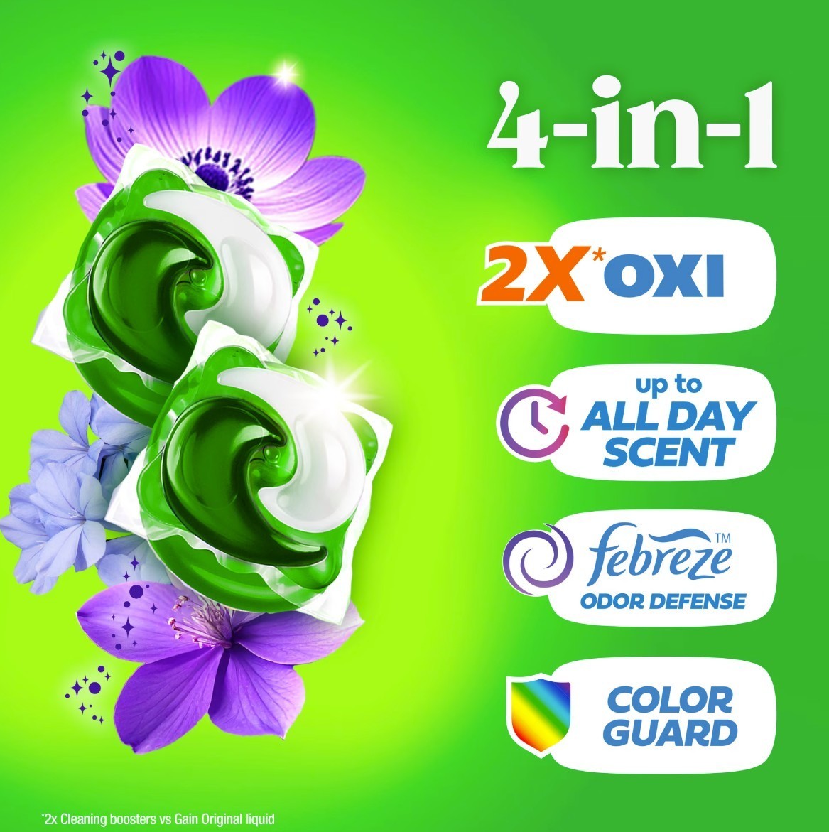 [HOT SALE] Gain Flings Laundry Detergent Pacs Moonlight Breeze 60 Ct 2 Pack NEW